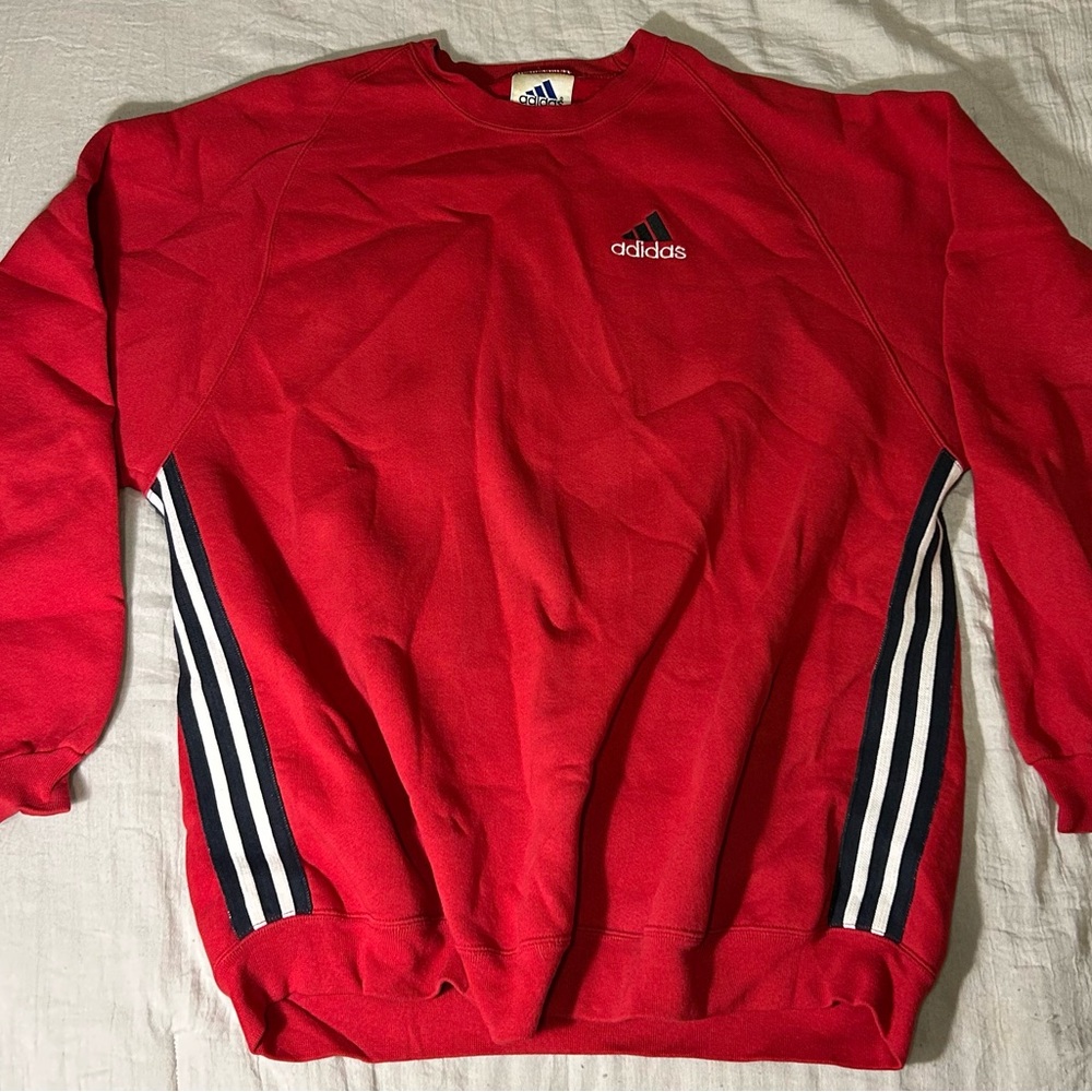 Vintage Adidas Men's Red Sweater